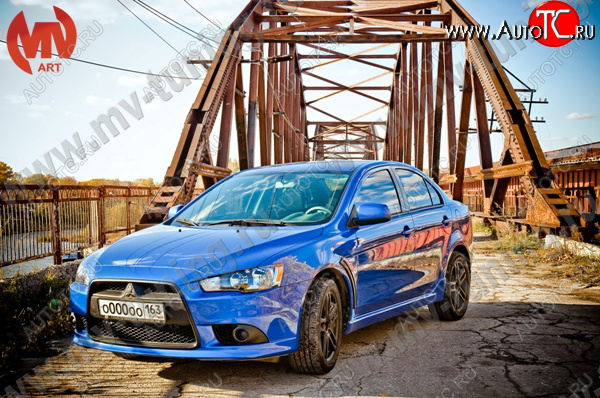 6 599 р. Накладки порогов EVO  Mitsubishi Lancer  10 (2007-2017) седан дорестайлинг, седан рестайлинг, хэтчбек 5 дв рестайлинг (Неокрашенные)  с доставкой в г. Краснодар