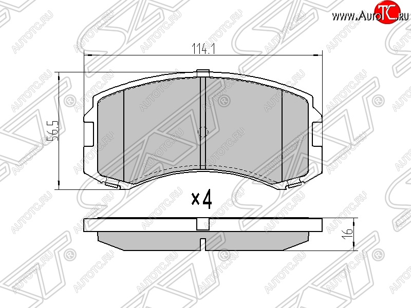 1 199 р. Колодки тормозные SAT (передние)  Mitsubishi Lancer Cedia  9 (2000-2003) CS универсал  с доставкой в г. Краснодар