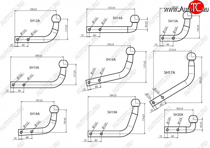 1 039 р. Шар фаркопа Лидер Плюс + тип А Hyundai Sonata EF дорестайлинг (1998-2001) (ТИП: SH14A)  с доставкой в г. Краснодар