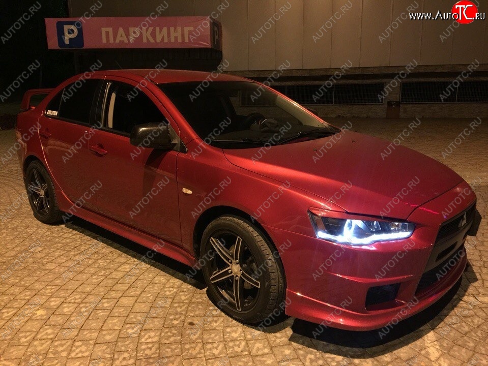 579 р. Реснички на фары Style Mitsubishi Lancer 10 хэтчбэк дорестайлинг (2007-2010) (Неокрашенные)  с доставкой в г. Краснодар