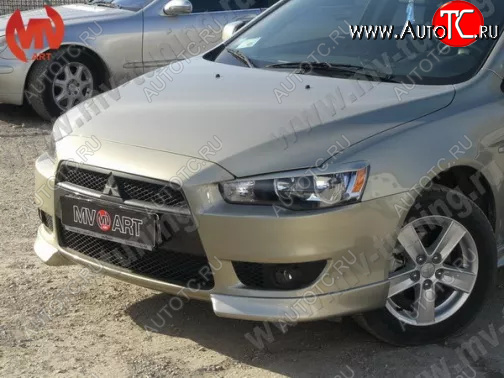 4 199 р. Клыки переднего бампера (комплектация 2.0 INTENSE) MV-Tuning  Mitsubishi Lancer  10 CY (2007-2010) седан дорестайлинг, хэтчбэк дорестайлинг (Неокрашенные)  с доставкой в г. Краснодар