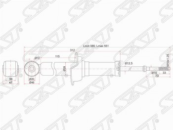 2 799 р. Амортизатор задний SAT (установка на левую или правую сторону) Mitsubishi Lancer 10 хэтчбэк дорестайлинг (2007-2010)  с доставкой в г. Краснодар. Увеличить фотографию 2