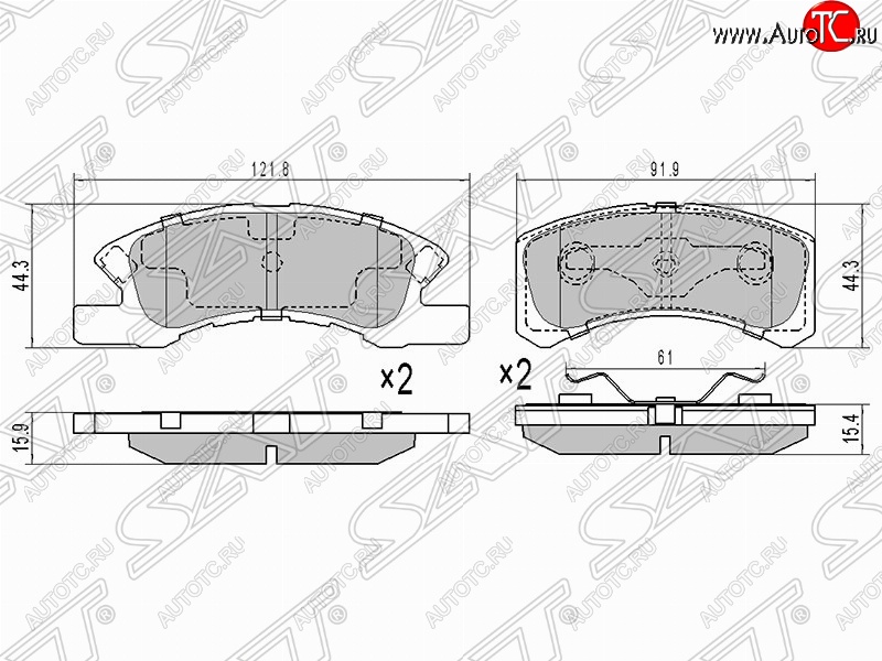 1 059 р. Колодки тормозные (передние) 3D SAT  Mitsubishi Mirage  CJ,CK,CL,CM (1995-2001) хэтчбэк 3 дв.  с доставкой в г. Краснодар