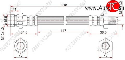 1 499 р. Тормозной шланг SAT (задний, LH=RH, пр-во Таиланд) Mitsubishi Pajero 4 V90 дорестайлинг (2006-2011)  с доставкой в г. Краснодар