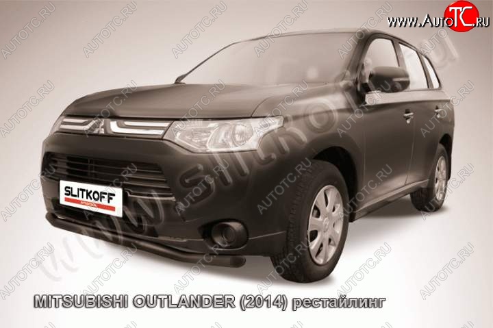 11 749 р. защита переднего бампера Slitkoff (57 мм)  Mitsubishi Outlander  GF (2014-2016) 1-ый рестайлинг (Цвет: серебристый)  с доставкой в г. Краснодар