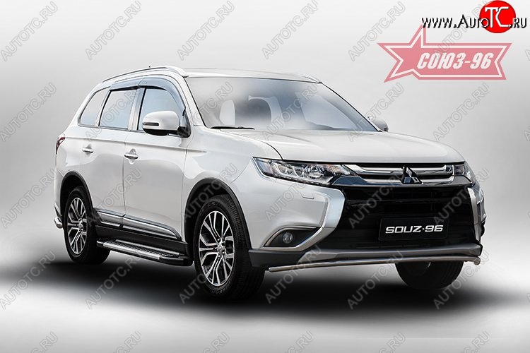 9 404 р. Защита переднего бампера Souz-96 (d42) Mitsubishi Outlander GF 2-ой рестайлинг (2015-2018)  с доставкой в г. Краснодар