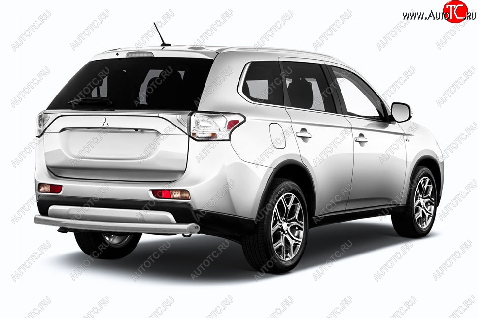 8 999 р. Защита заднего бампера Slitkoff (короткая, d57)  Mitsubishi Outlander  GF (2015-2018) 2-ой рестайлинг (Нержавейка, Полированная)  с доставкой в г. Краснодар