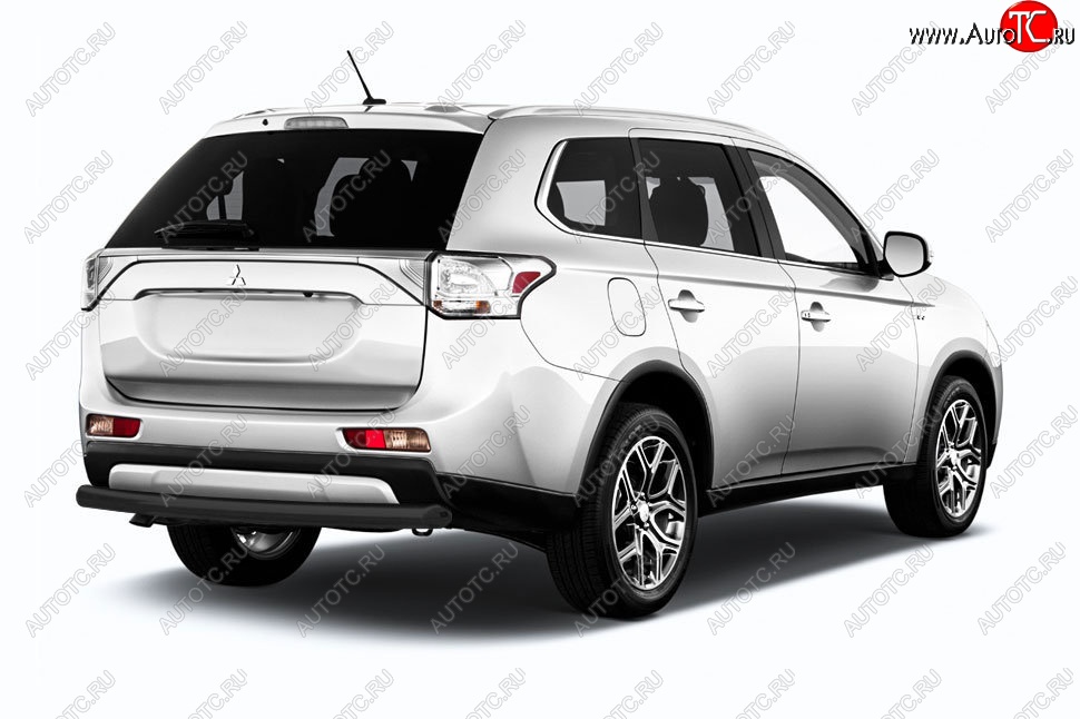 6 349 р. Защита заднего бампера Slitkoff (короткая, d57)  Mitsubishi Outlander  GF (2015-2018) 2-ой рестайлинг (Сталь с полимерным покрытием. Цвет: чёрный)  с доставкой в г. Краснодар