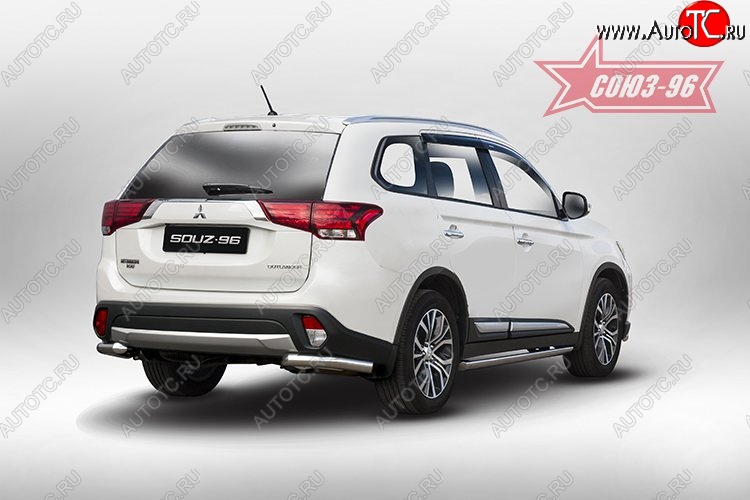 8 504 р. Защита заднего бампера из боковых полированых уголков (d60) Souz-96 Mitsubishi Outlander GF 2-ой рестайлинг (2015-2018)  с доставкой в г. Краснодар