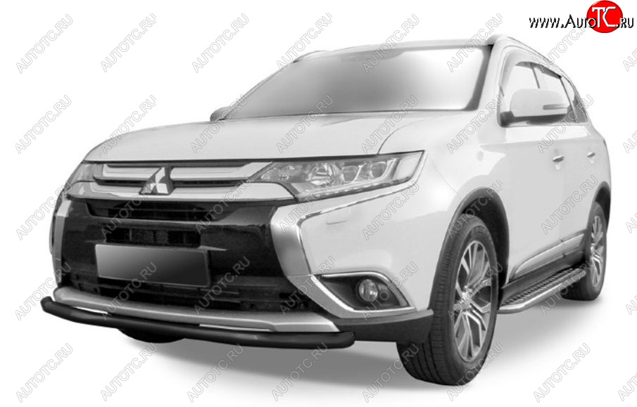 9 399 р. Защита переднего бампера Slitkoff (Ø 57 мм).  Mitsubishi Outlander  GF (2015-2018) 2-ой рестайлинг (Сталь с полимерным покрытием. Цвет: черный)  с доставкой в г. Краснодар