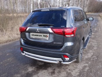 Защита заднего бампера (короткая) ТСС (нержавейка d 60,3 мм) Mitsubishi (Митсубиси) Outlander (Аутлэндэр)  GF (2014-2018) GF 1-ый рестайлинг, 2-ой рестайлинг