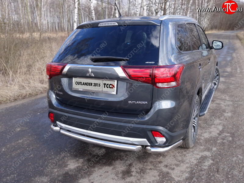 16 549 р. Защита заднего бампера (короткая) ТСС (нержавейка d 60,3 мм) Mitsubishi Outlander GF 2-ой рестайлинг (2015-2018)  с доставкой в г. Краснодар