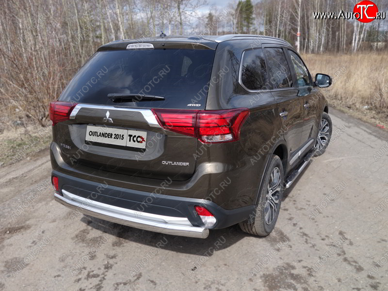 19 299 р. Защита заднего бампера (овальная) ТСС (нержавейка d75х42 мм)  Mitsubishi Outlander  GF (2015-2018) 2-ой рестайлинг  с доставкой в г. Краснодар