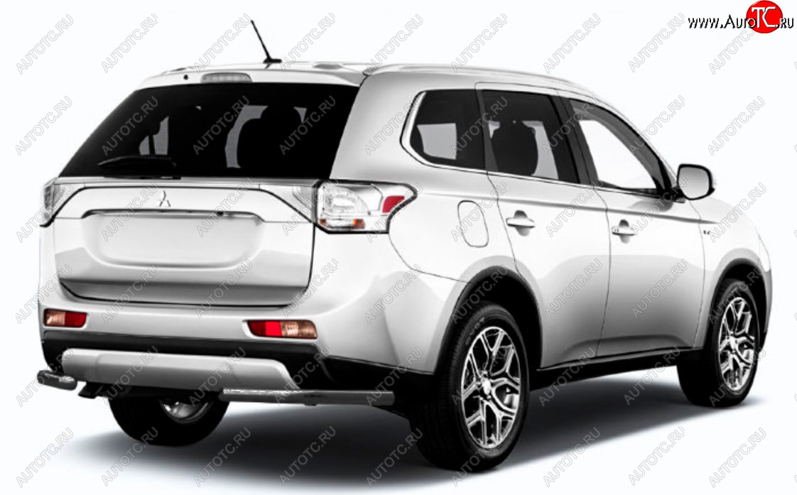 6 999 р. Защита заднего бампера Slitkoff (Ø 57 мм) Mitsubishi Outlander GF 2-ой рестайлинг (2015-2018) (Сталь с полимерным покрытием. Цвет: черный)  с доставкой в г. Краснодар