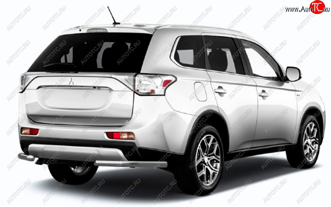 6 999 р. Защита заднего бампера Slitkoff (Ø 57 мм)  Mitsubishi Outlander  GF (2015-2018) 2-ой рестайлинг (Сталь с полимерным покрытием. Цвет: серебристый)  с доставкой в г. Краснодар