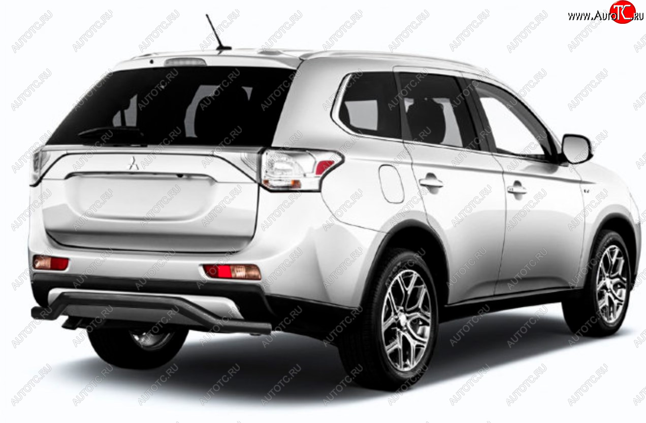 9 199 р. Защита заднего бампера Slitkoff (Ø 57, волна)  Mitsubishi Outlander  GF (2014-2016) 1-ый рестайлинг (Сталь с полимерным покрытием. Цвет: черный)  с доставкой в г. Краснодар