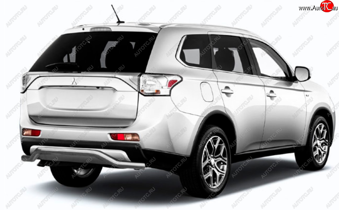 9 199 р. Защита заднего бампера Slitkoff (Ø 57, волна)  Mitsubishi Outlander  GF (2014-2016) 1-ый рестайлинг (Сталь с полимерным покрытием. Цвет: серебристый)  с доставкой в г. Краснодар