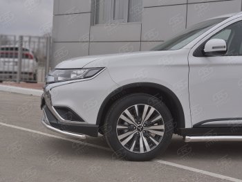 16 349 р. Защита переднего бампера (Ø42 мм, нержавейка) SLITKOFF  Mitsubishi Outlander  GF (2018-2022) 3-ий рестайлинг  с доставкой в г. Краснодар. Увеличить фотографию 3