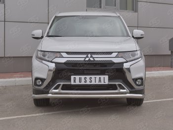 Защита переднего бампера (Ø 63 мм, нержавейка) SLITKOFF Mitsubishi (Митсубиси) Outlander (Аутлэндэр)  GF (2018-2022) GF 3-ий рестайлинг