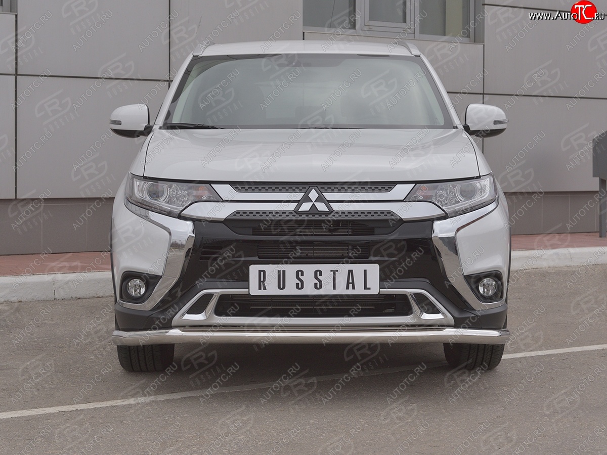 16 799 р. Защита переднего бампера (Ø 63 мм, нержавейка) SLITKOFF  Mitsubishi Outlander  GF (2018-2022) 3-ий рестайлинг  с доставкой в г. Краснодар