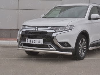 16 799 р. Защита переднего бампера (Ø 63 мм, нержавейка) SLITKOFF  Mitsubishi Outlander  GF (2018-2022) 3-ий рестайлинг  с доставкой в г. Краснодар. Увеличить фотографию 2