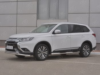 16 799 р. Защита переднего бампера (Ø 63 мм, нержавейка) SLITKOFF  Mitsubishi Outlander  GF (2018-2022) 3-ий рестайлинг  с доставкой в г. Краснодар. Увеличить фотографию 3