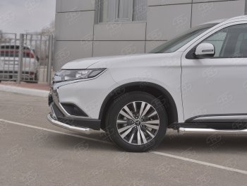 16 799 р. Защита переднего бампера (Ø 63 мм, нержавейка) SLITKOFF  Mitsubishi Outlander  GF (2018-2022) 3-ий рестайлинг  с доставкой в г. Краснодар. Увеличить фотографию 4