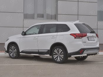 13 899 р. Защита заднего бампера (Ø63 мм уголки, нержавейка) SLITKOFF  Mitsubishi Outlander  GF (2018-2022) 3-ий рестайлинг  с доставкой в г. Краснодар. Увеличить фотографию 2