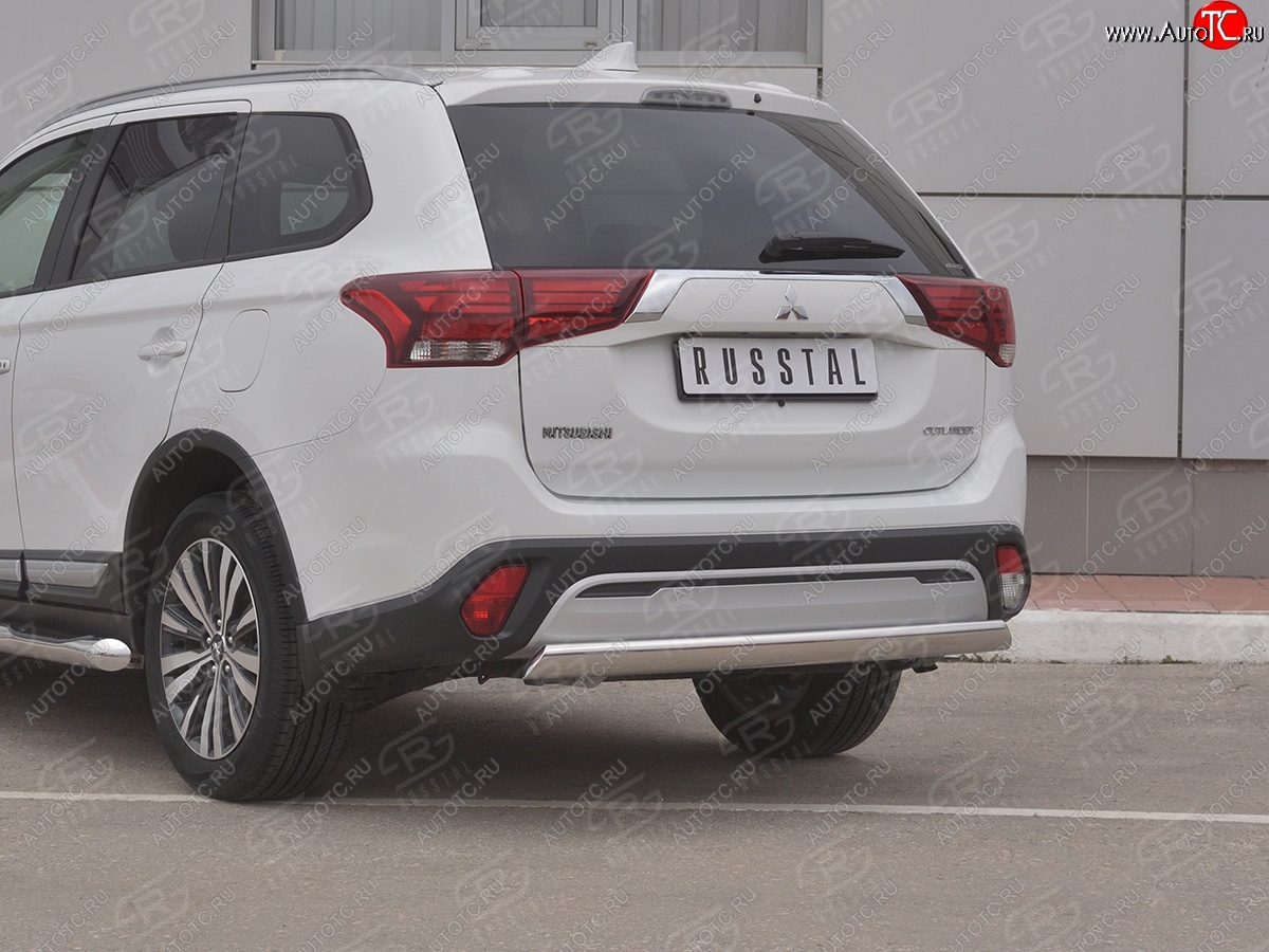 15 999 р. Защита заднего бампера (Ø75x42 мм, нержавейка) Russtal Mitsubishi Outlander GF 3-ий рестайлинг (2018-2022)  с доставкой в г. Краснодар