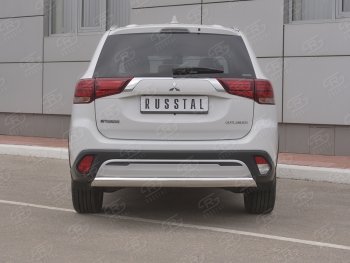 15 999 р. Защита заднего бампера (Ø75x42 мм, нержавейка) Russtal Mitsubishi Outlander GF 3-ий рестайлинг (2018-2022)  с доставкой в г. Краснодар. Увеличить фотографию 2