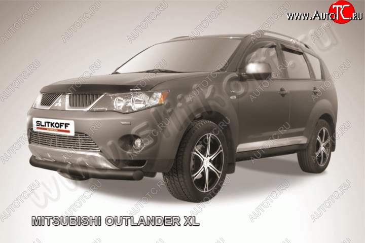 8 999 р. защита переднего бампера Slitkoff Mitsubishi Outlander XL (CW)  дорестайлинг (2005-2009) (Цвет: серебристый)  с доставкой в г. Краснодар