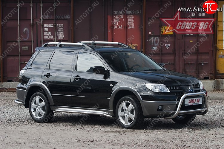 10 079 р. Защита переднего бампера Souz-96 (d60) Mitsubishi Outlander CU (2003-2009)  с доставкой в г. Краснодар