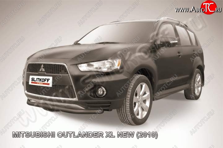 7 599 р. Защита переднего бампер Slitkoff  Mitsubishi Outlander  XL (2010-2013) (CW)  рестайлинг (Цвет: серебристый)  с доставкой в г. Краснодар