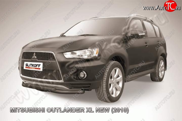 9 449 р. Защита переднего бампер Slitkoff  Mitsubishi Outlander  XL (2010-2013) (CW)  рестайлинг (Цвет: серебристый)  с доставкой в г. Краснодар