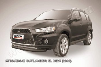 8 199 р. защита переднего бампера Slitkoff  Mitsubishi Outlander  XL (2010-2013) (CW)  рестайлинг (Цвет: серебристый)  с доставкой в г. Краснодар. Увеличить фотографию 1