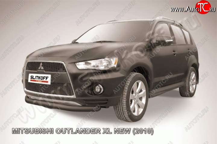 8 199 р. защита переднего бампера Slitkoff  Mitsubishi Outlander  XL (2010-2013) (CW)  рестайлинг (Цвет: серебристый)  с доставкой в г. Краснодар