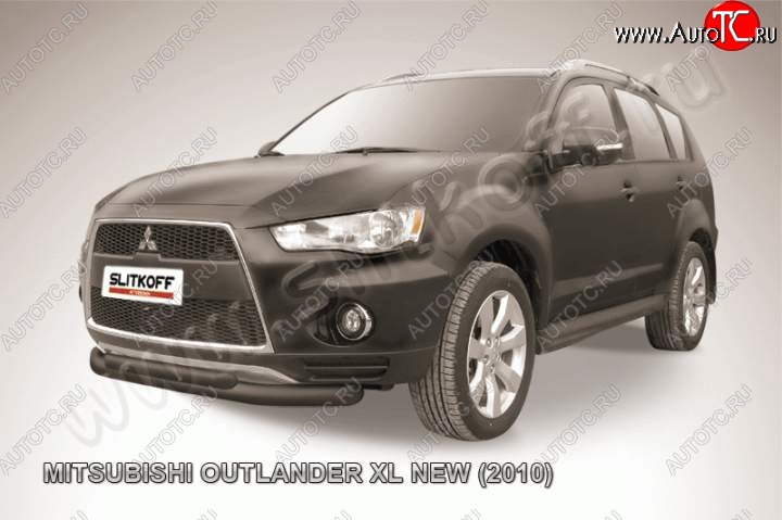 9 799 р. Защита переднего бампер Slitkoff  Mitsubishi Outlander  XL (2010-2013) (CW)  рестайлинг (Цвет: серебристый)  с доставкой в г. Краснодар