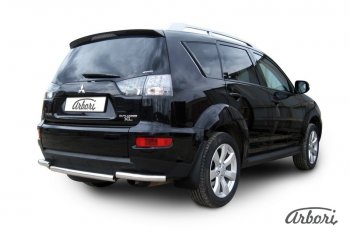 8 999 р. Защита заднего бампера Arbori (короткая, нержавейка, 1 труба d57 mm). Mitsubishi Outlander XL (CW)  рестайлинг (2010-2013)  с доставкой в г. Краснодар. Увеличить фотографию 2