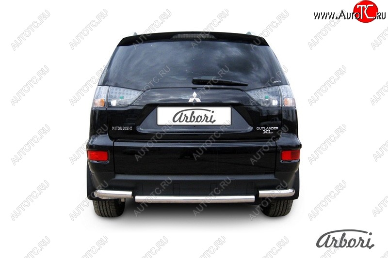 8 999 р. Защита заднего бампера Arbori (короткая, нержавейка, 1 труба d57 mm). Mitsubishi Outlander XL (CW)  рестайлинг (2010-2013)  с доставкой в г. Краснодар