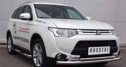 21 399 р. Защита переднего бампера (2 трубыØ63 и 42 мм, нержавейка) SLITKOFF  Mitsubishi Outlander  GF (2014-2016) 1-ый рестайлинг  с доставкой в г. Краснодар. Увеличить фотографию 4