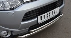 18 999 р. Защита переднего бампера (2 трубыØ63 и 42 мм, нержавейка) SLITKOFF Mitsubishi Outlander GF дорестайлинг (2012-2014)  с доставкой в г. Краснодар. Увеличить фотографию 2