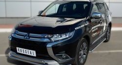 22 949 р. Защита переднего бампера (2 трубыØ75х42 и 63 мм, нержавейка) Russtal Mitsubishi Outlander GF 2-ой рестайлинг (2015-2018)  с доставкой в г. Краснодар. Увеличить фотографию 4