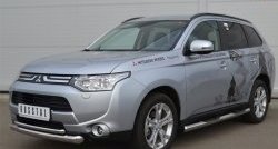 17 749 р. Защита переднего бампера (2 трубыØ76 и 42 мм, нержавейка) SLITKOFF Mitsubishi Outlander GF дорестайлинг (2012-2014)  с доставкой в г. Краснодар. Увеличить фотографию 2