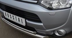 17 749 р. Защита переднего бампера (2 трубыØ76 и 42 мм, нержавейка) SLITKOFF Mitsubishi Outlander GF дорестайлинг (2012-2014)  с доставкой в г. Краснодар. Увеличить фотографию 3