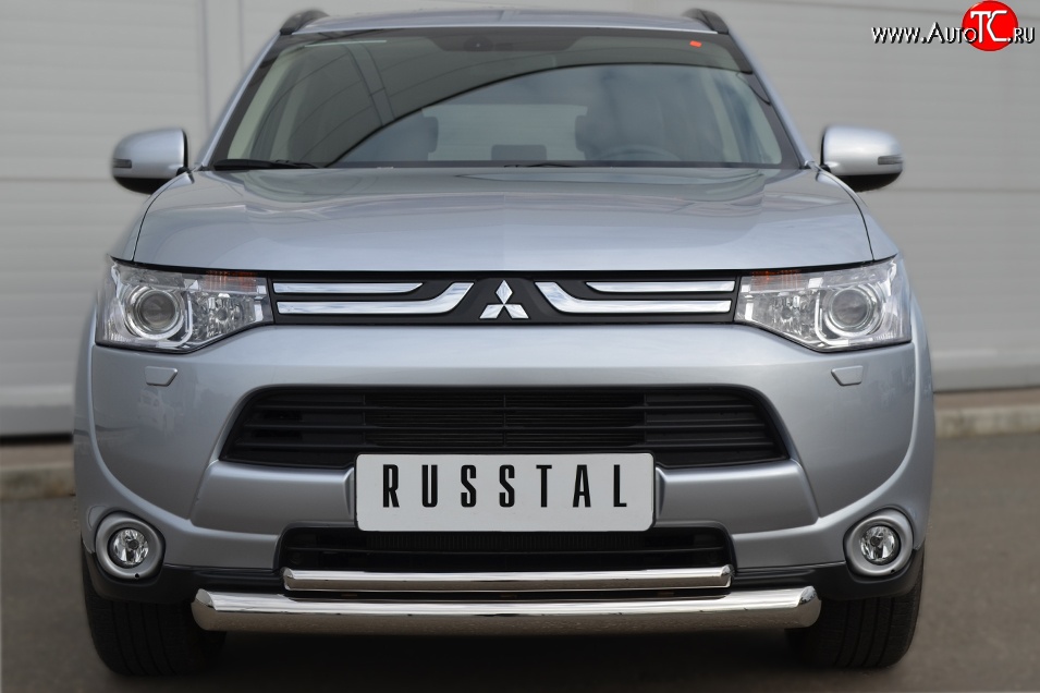 17 749 р. Защита переднего бампера (2 трубыØ76 и 42 мм, нержавейка) SLITKOFF Mitsubishi Outlander GF дорестайлинг (2012-2014)  с доставкой в г. Краснодар