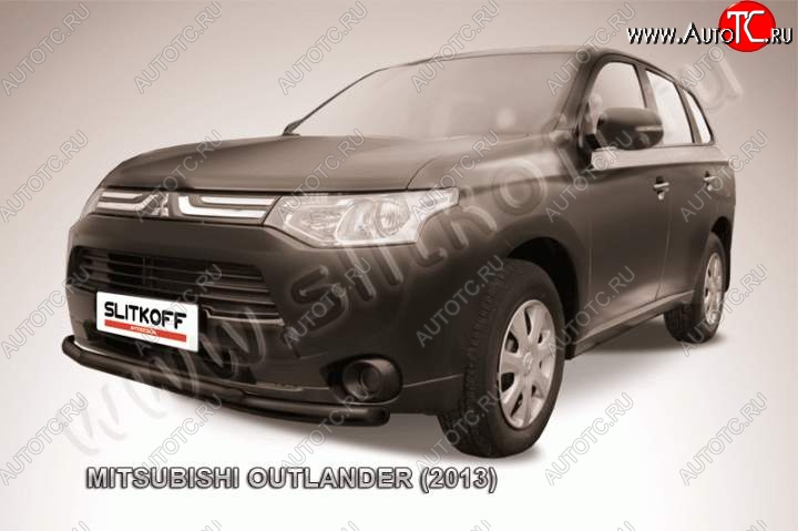 10 949 р. Защита переднего бампер Slitkoff Mitsubishi Outlander GF дорестайлинг (2012-2014) (Цвет: серебристый)  с доставкой в г. Краснодар