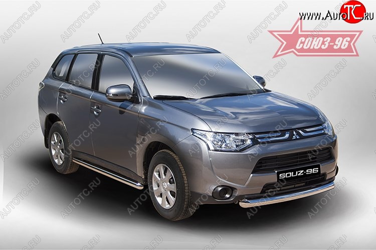 13 274 р. Защита переднего бампера одинарная Souz-96 (d76) Mitsubishi Outlander GF дорестайлинг (2012-2014)  с доставкой в г. Краснодар