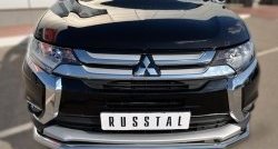 15 999 р. Одинарная защита переднего бампера диаметром 63 мм SLITKOFF  Mitsubishi Outlander  GF (2015-2018) 2-ой рестайлинг  с доставкой в г. Краснодар. Увеличить фотографию 2