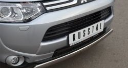 15 649 р. Защита переднего бампера (Ø75х42 мм, нержавейка) Russtal Mitsubishi Outlander GF дорестайлинг (2012-2014)  с доставкой в г. Краснодар. Увеличить фотографию 2