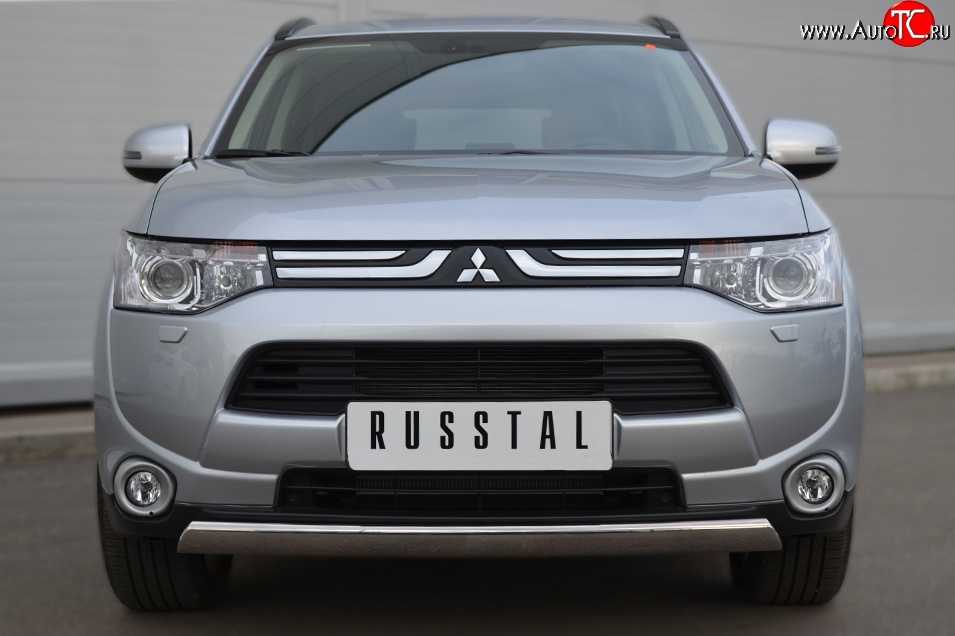 15 649 р. Защита переднего бампера (Ø75х42 мм, нержавейка) Russtal Mitsubishi Outlander GF дорестайлинг (2012-2014)  с доставкой в г. Краснодар